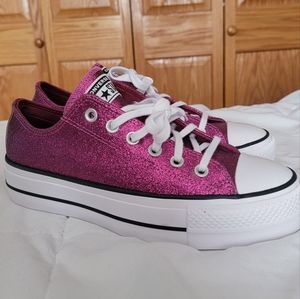 Convers All Star Pink Glitter Platform